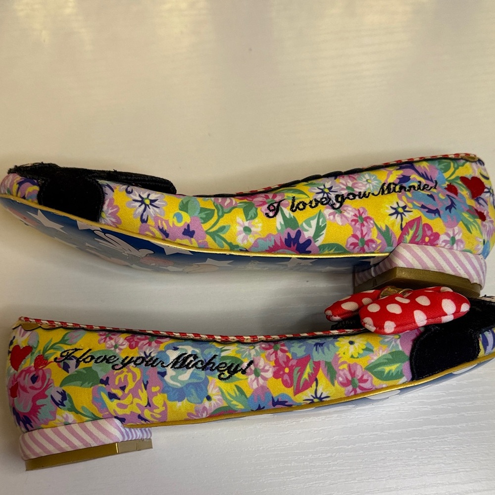 Disney Irregular Choice “Why Hello”Mickey and Minnie Mouse Floral Flats - Picture 8 of 14